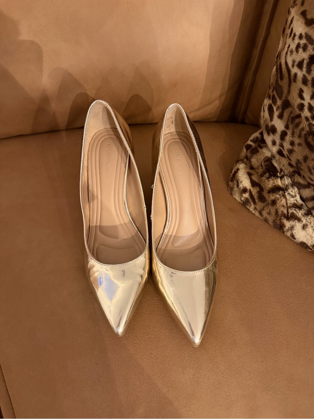 BCBGeneration Gold Pointed-Toe Pumps